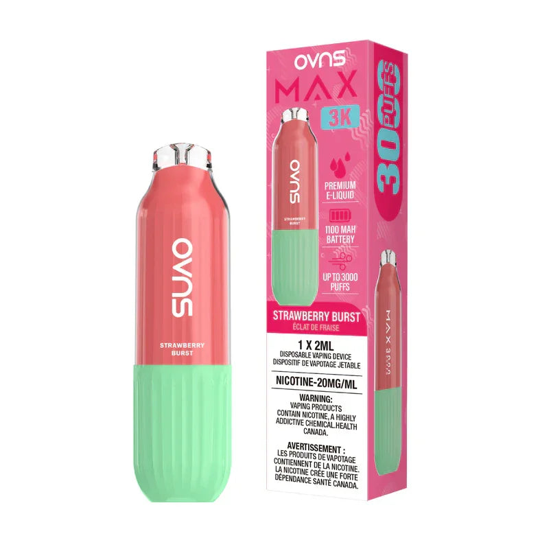 OVNS Max 3K Explosion de fraises Vapoteuse Jetable, 2 ml Vapor Shoppe OVNS Max 3K Explosion de fraises Vapoteuse Jetable, 2 ml Vapor Shoppe