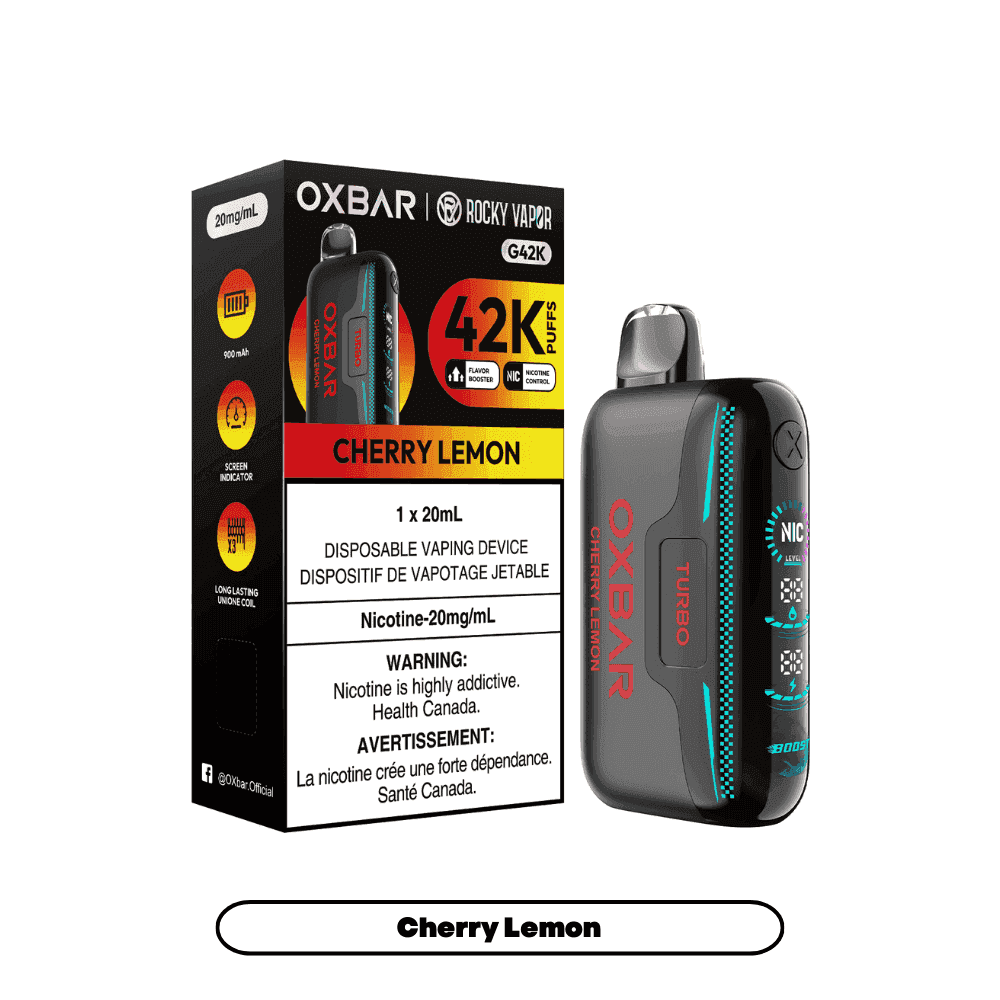 Rocky Vapor Oxbar G42K Cerise Citron Vapoteuse Jetable, 20 ml Vapor Shoppe Rocky Vapor Oxbar G42K Cerise Citron Vapoteuse Jetable, 20 ml Vapor Shoppe