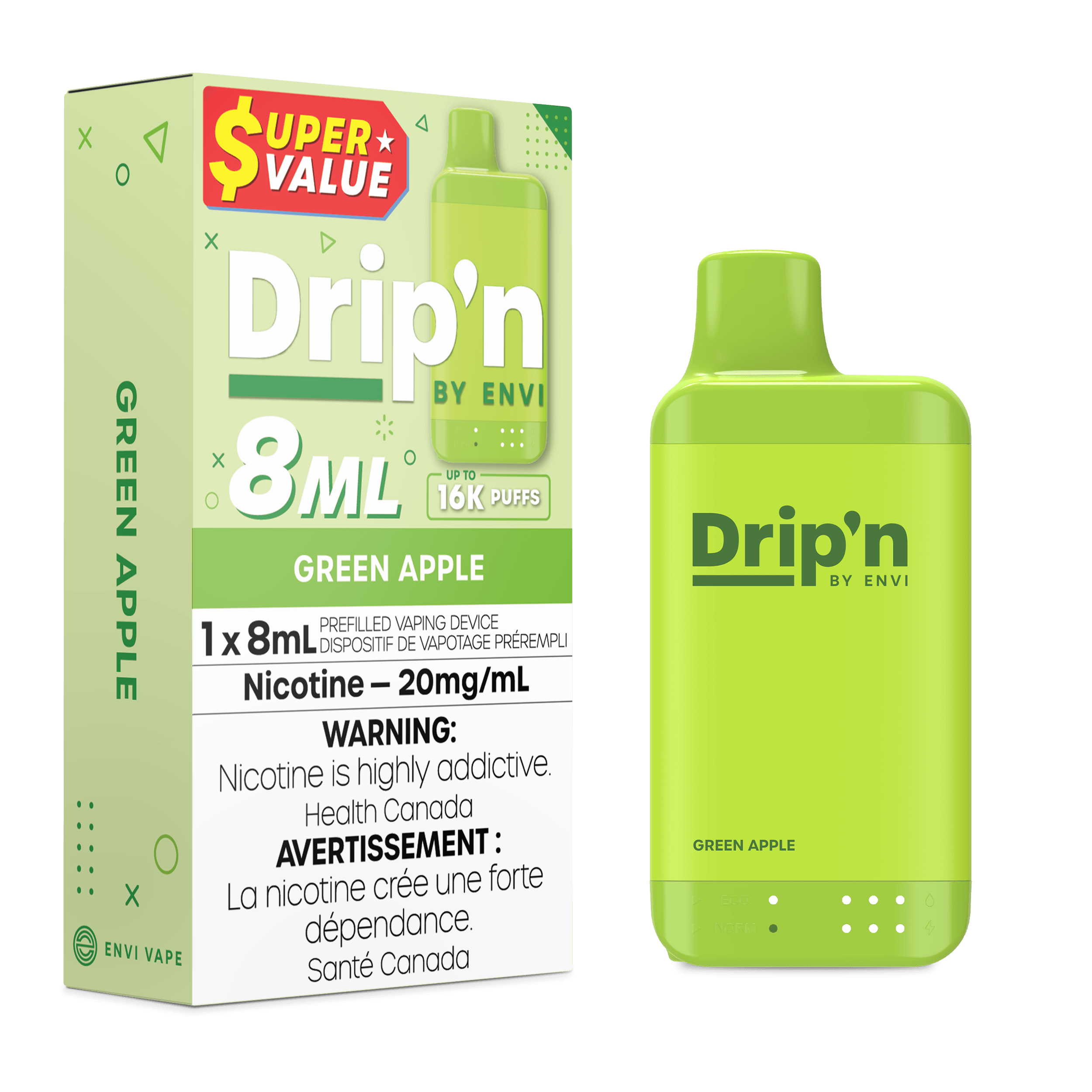 Green Vape Flavors RAZ DC25000 Vape Device 25k Puff Drip'n 8mL Green Apple Disposable Vape, 8mL - Vapor Shoppe Green Vape Flavors RAZ DC25000 Vape Device 25k Puff Drip'n 8mL Green Apple Disposable Vape, 8mL - Vapor Shoppe