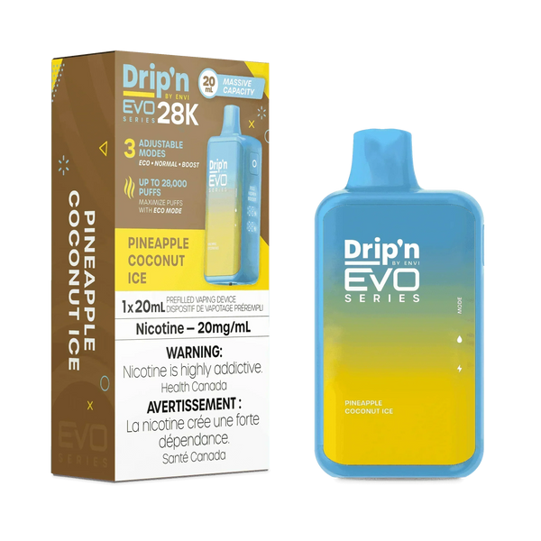 Drip'N EVO 28K Pineapple Coconut lce Disposable Vape, 20mL - Vapor Shoppe Drip'N EVO 28K Pineapple Coconut lce Disposable Vape, 20mL - Vapor Shoppe