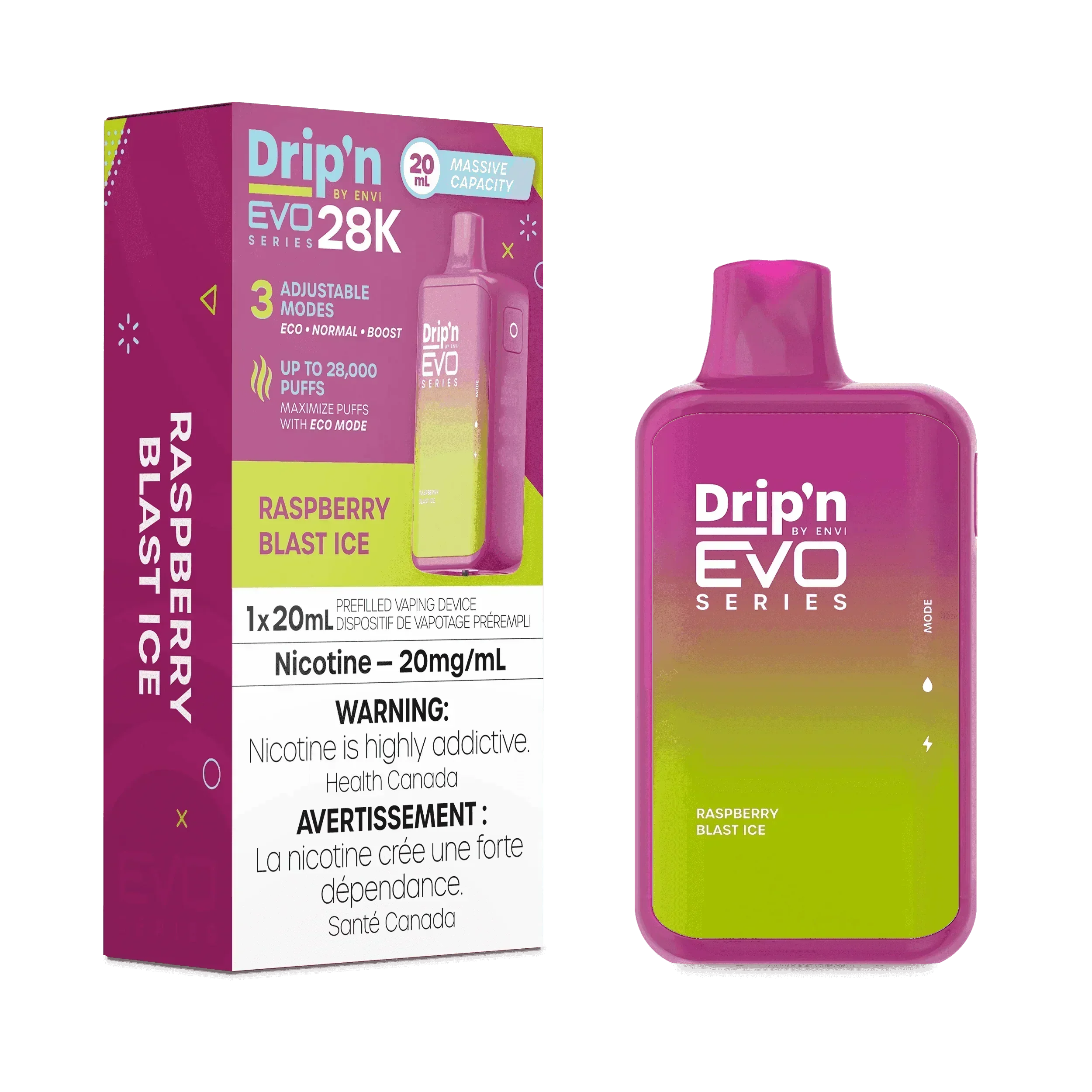 Drip'N EVO 28K Raspberry Blast lce Disposable Vape, 20mL - Vapor Shoppe Drip'N EVO 28K Raspberry Blast lce Disposable Vape, 20mL - Vapor Shoppe