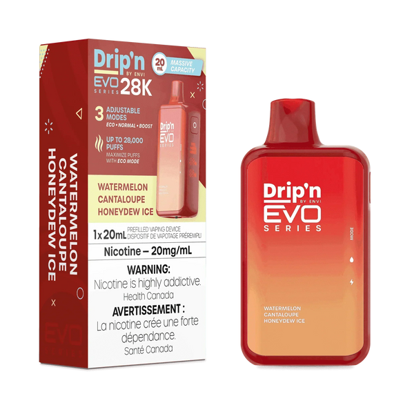 Drip'N EVO 28K Watermelon Cantaloupe Honeydew lce Disposable Vape, 20mL -  Vapor Shoppe