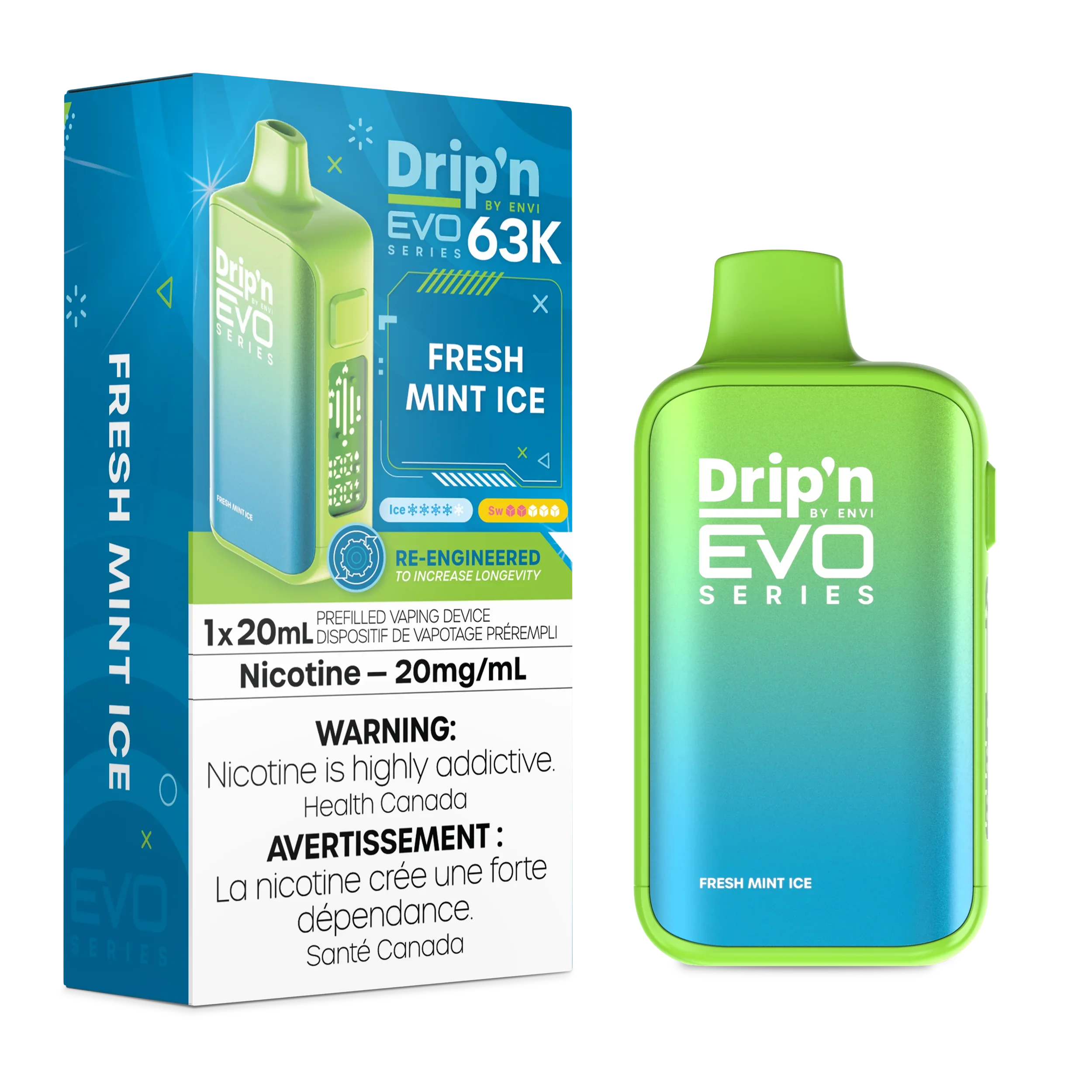 Drip'n EVO 63K Fresh Mint Ice Disposable Vape, 20mL - Vapor Shoppe