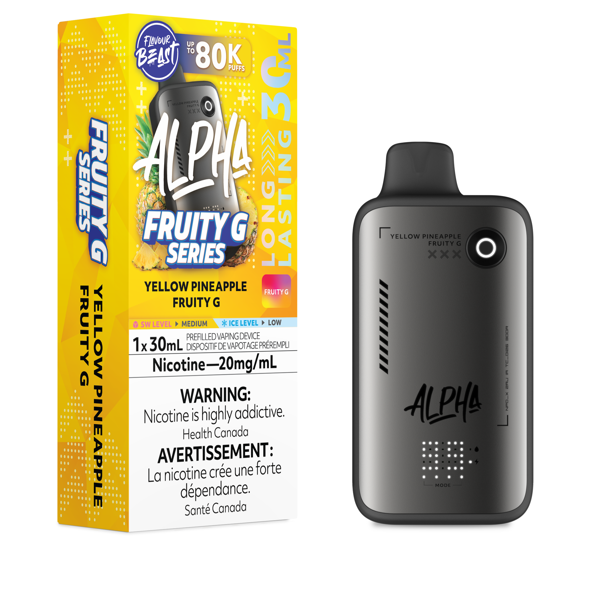 flavor beast vape review Flavour Beast Alpha 80K Yellow Pineapple Fruity G Disposable Vape, 30mL