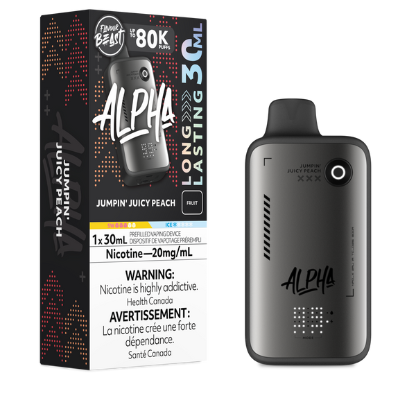alpha vape juice Flavour Beast Alpha 80K Jumpin' Juicy Peach Disposable Vape, 30mL