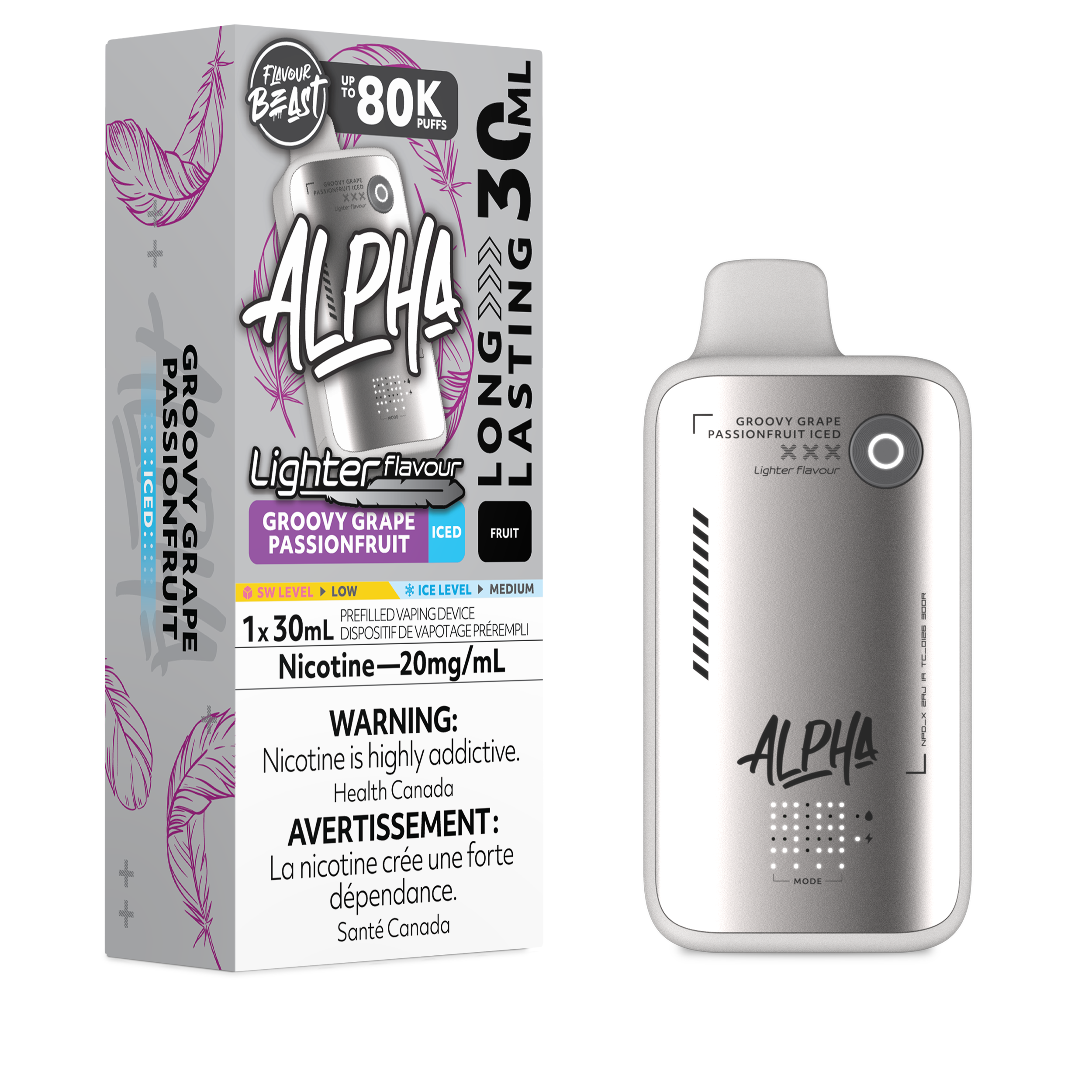 Flavour Beast Alpha 80K L.S Groovy Grape Passionfruit Iced