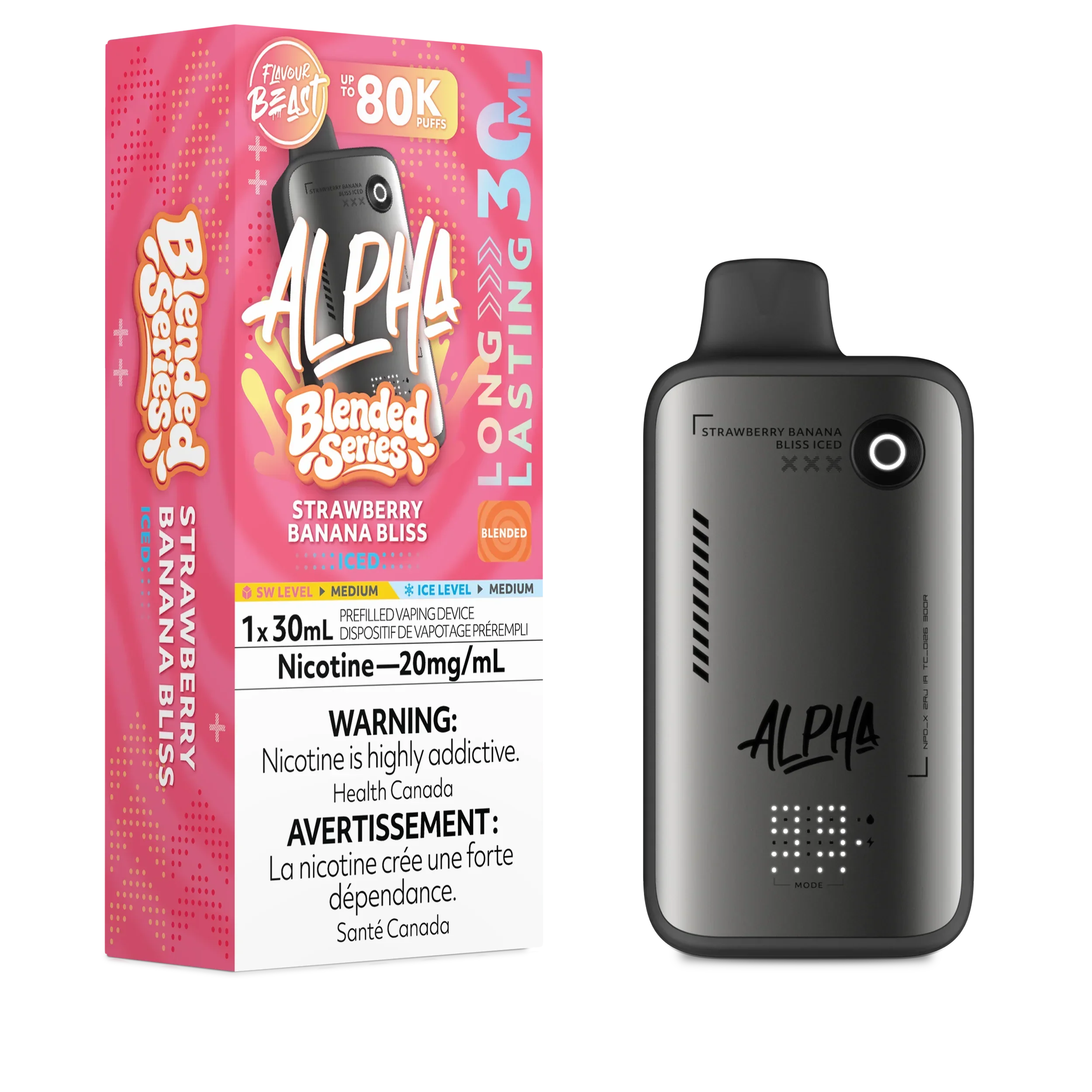Flavour Beast Alpha 80K Strawberry Banana Bliss Iced Disposable