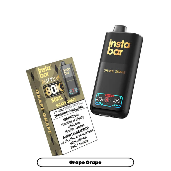 Insta Bar 80K Grape Grape Disposable Vape, 30mL - Vapor Shoppe Insta Bar 80K Grape Grape Disposable Vape, 30mL - Vapor Shoppe
