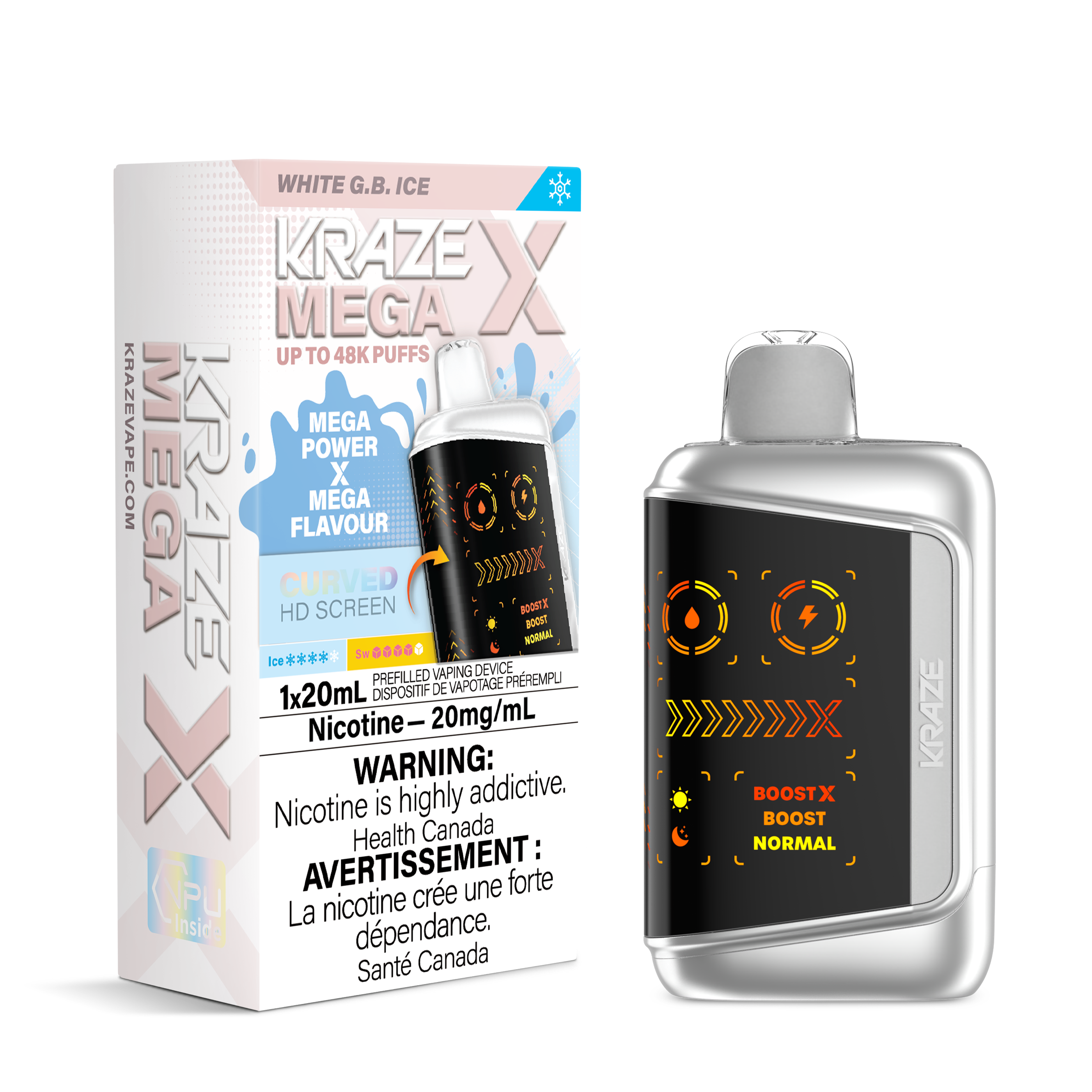 Kraze MEGA X White G.B. Ice Disposable Vape, 20mL - Vapor Shoppe