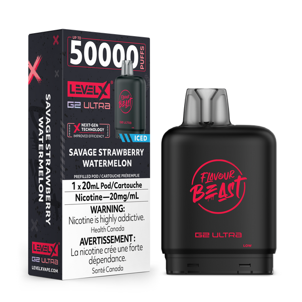 Level X G2 Ultra 50K Savage Strawberry Watermelon Ice Vape Pod, 20mL - Vapor Shoppe Level X G2 Ultra 50K Savage Strawberry Watermelon Ice Vape Pod, 20mL - Vapor Shoppe