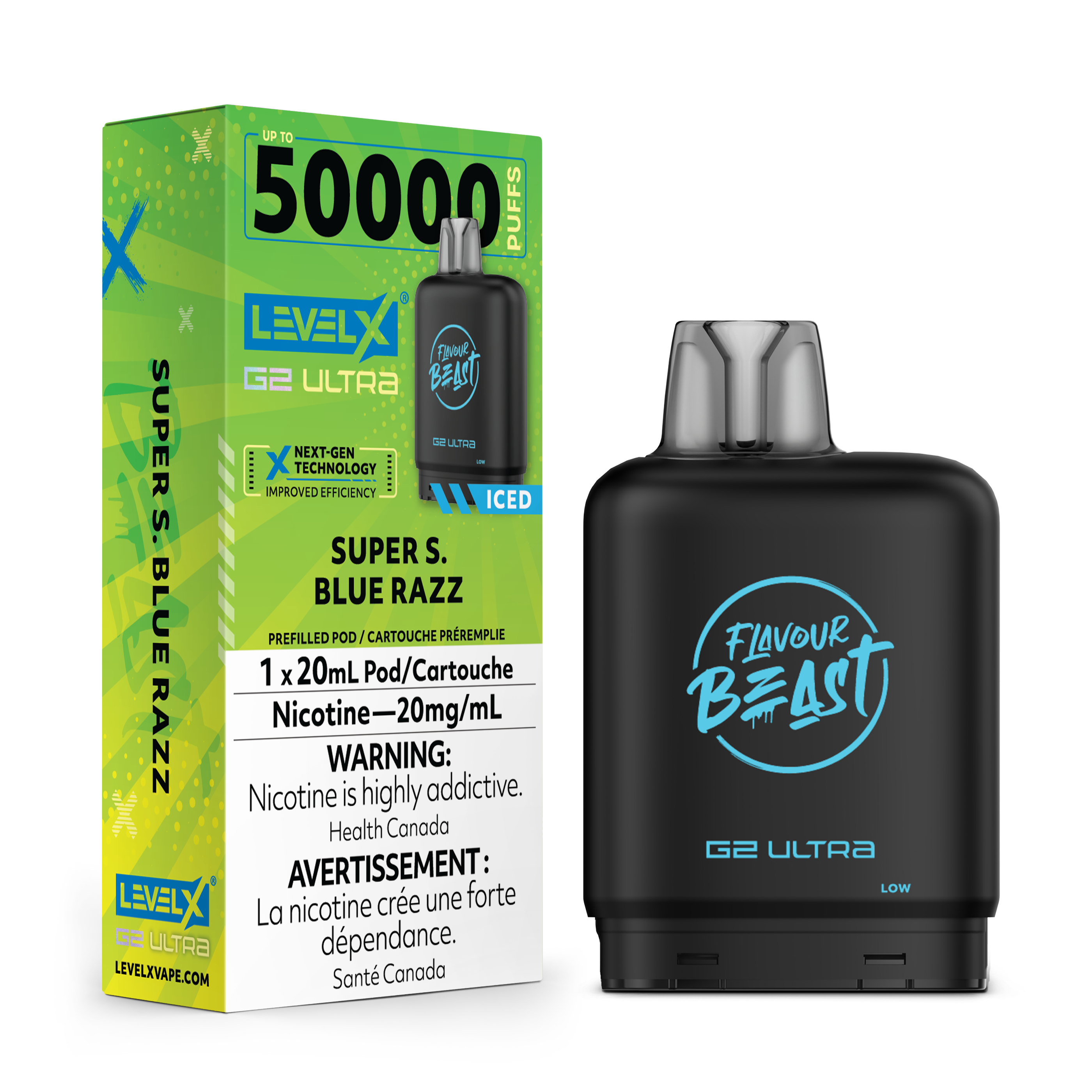 Level X G2 Ultra 50K Super Sour Blue Razz Iced Vape Pod, 20mL - Vapor Shoppe Level X G2 Ultra 50K Super Sour Blue Razz Iced Vape Pod, 20mL - Vapor Shoppe