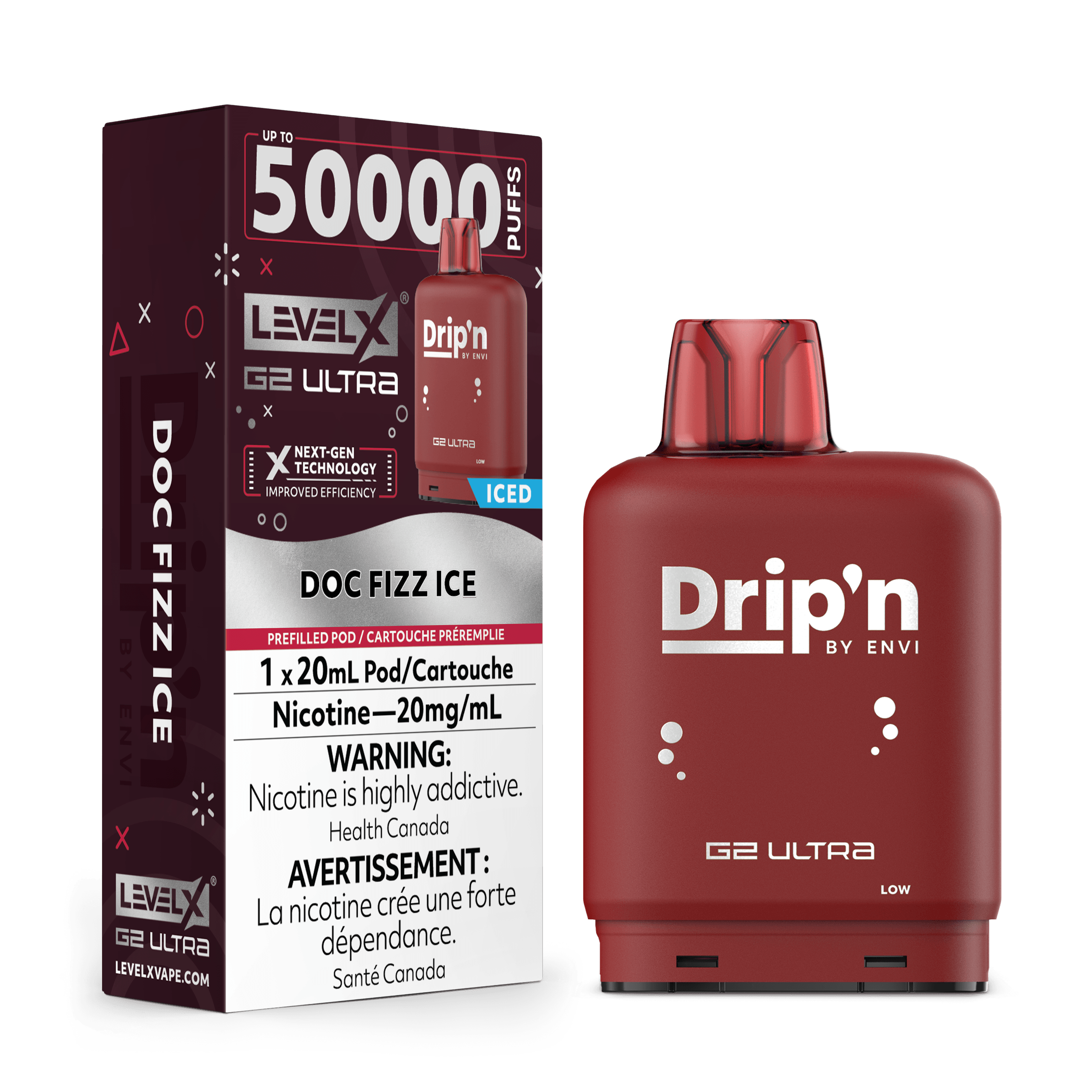 Level X G2 Ultra 50K Drip'N Doc Sparkle Ice Vape Pod, 20mL - Vapor Shoppe Level X G2 Ultra 50K Drip'N Doc Sparkle Ice Vape Pod, 20mL - Vapor Shoppe