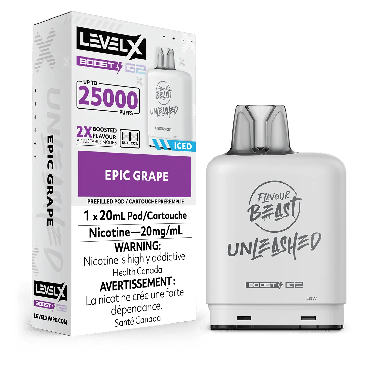 epic vape pods Level X Boost G2 25K Unleashed Epic Grape Vape Pod, 20mL