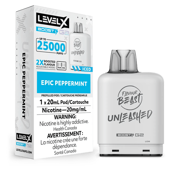 Level X Boost G2 25K Unleashed Epic Peppermint Vape Pod, 20mL