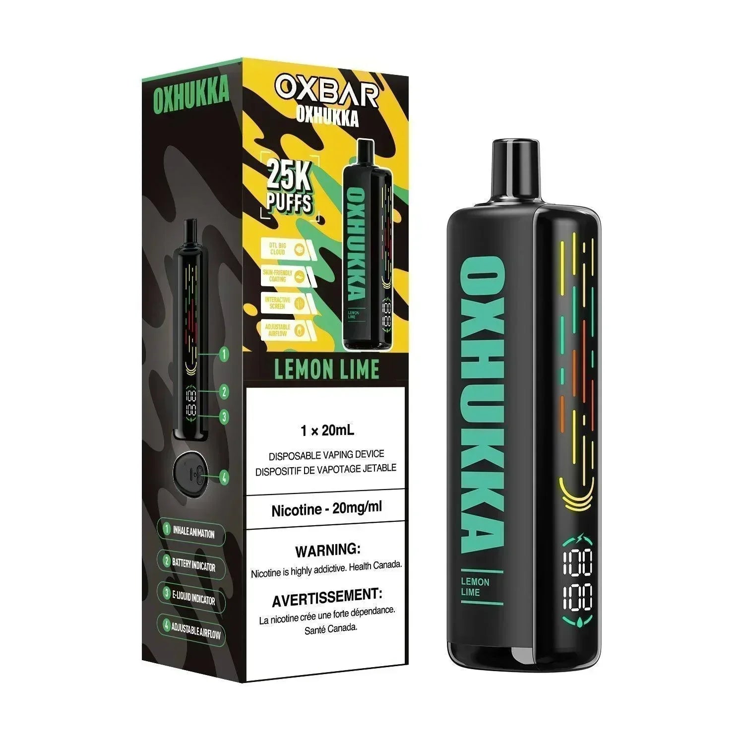 Oxbar Oxhukka Lemon Lime Disposable Vape, 20mL - Vapor Shoppe Oxbar Oxhukka Lemon Lime Disposable Vape, 20mL - Vapor Shoppe