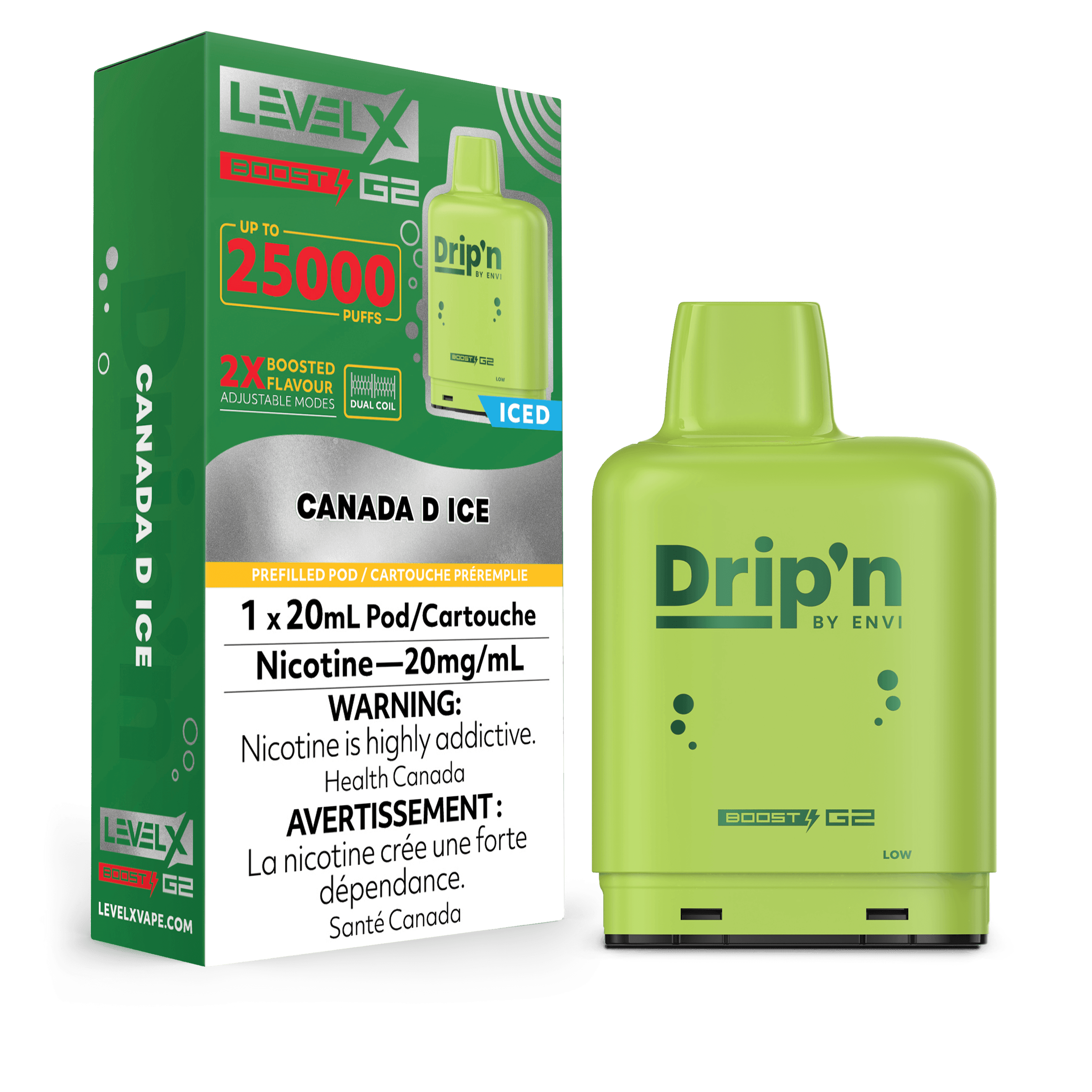 Drip'n Level X Boost G2 25K Canada D Ice Vape Pod, 20mL - Vapor Shoppe Drip'n Level X Boost G2 25K Canada D Ice Vape Pod, 20mL - Vapor Shoppe