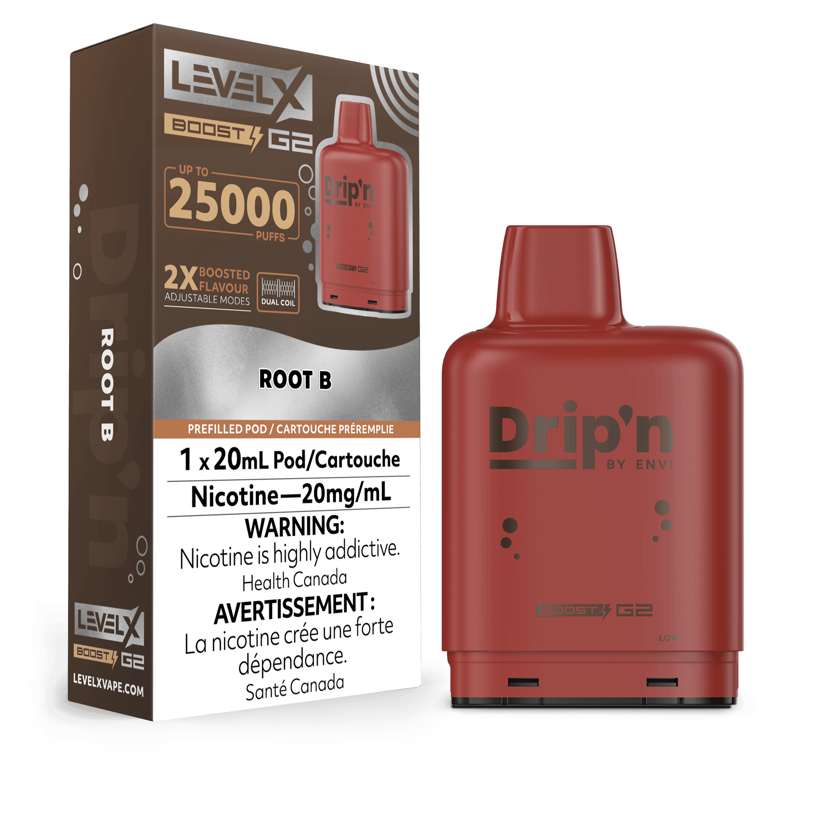 Drip'n Level X Boost G2 25K Root B Vape Pod, 20mL - Vapor Shoppe Drip'n Level X Boost G2 25K Root B Vape Pod, 20mL - Vapor Shoppe