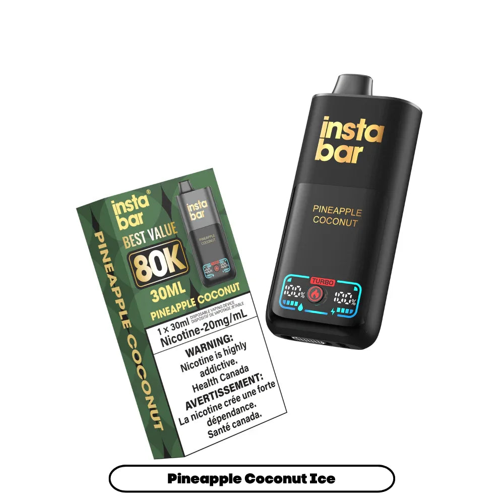 Insta Bar 80K Pineapple Coconut Ice Disposable Vape, 30mL - Vapor Shoppe