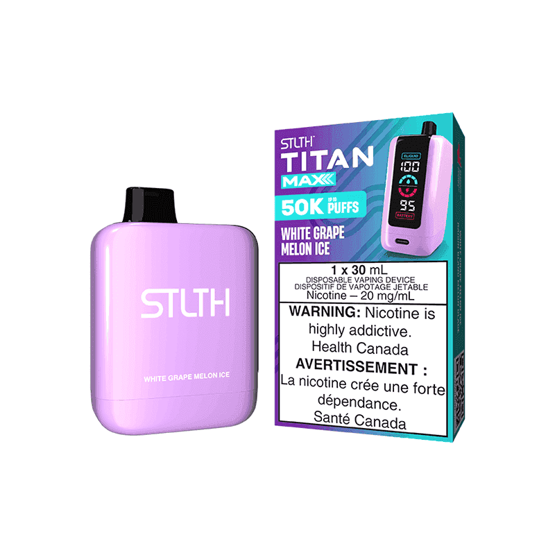 STLTH Titan Max 50K Glace au raisin blanc et au melon Vapoteuse Jetable, 30 ml Vapor Shoppe STLTH Titan Max 50K Glace au raisin blanc et au melon Vapoteuse Jetable, 30 ml Vapor Shoppe
