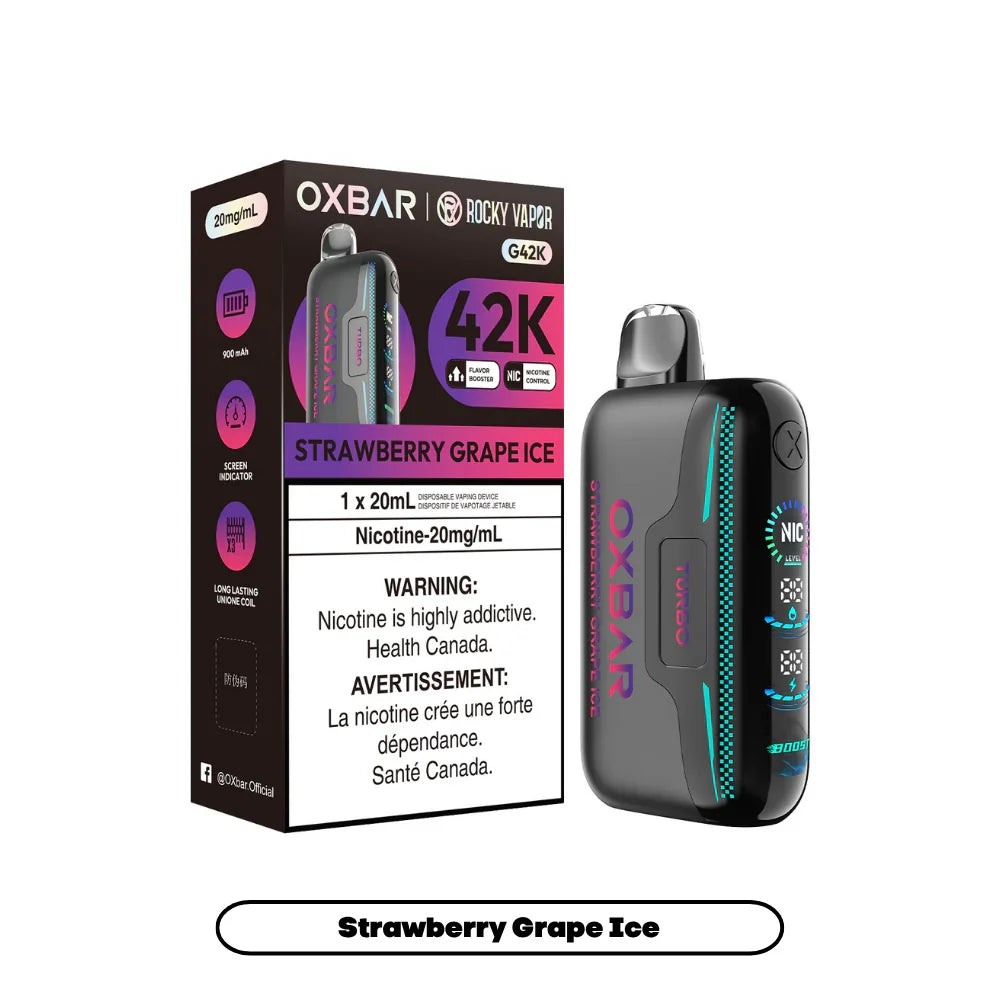 Rocky Vapor Oxbar G42K Strawberry Grape Ice Disposable Vape, 20mL - Vapor Shoppe Rocky Vapor Oxbar G42K Strawberry Grape Ice Disposable Vape, 20mL - Vapor Shoppe