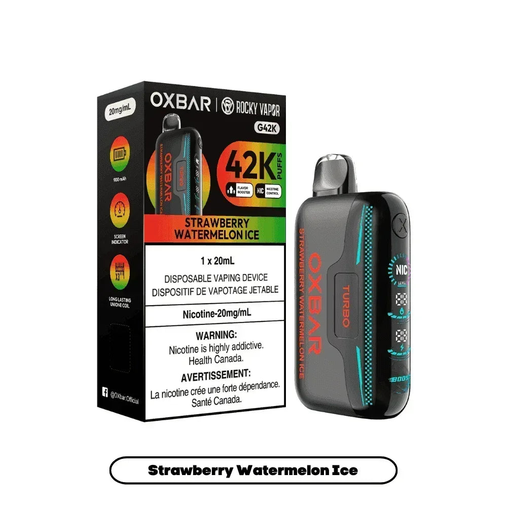 Rocky Vapor Oxbar G42K Strawberry Watermelon Ice Disposable Vape, 20mL - Vapor Shoppe Rocky Vapor Oxbar G42K Strawberry Watermelon Ice Disposable Vape, 20mL - Vapor Shoppe
