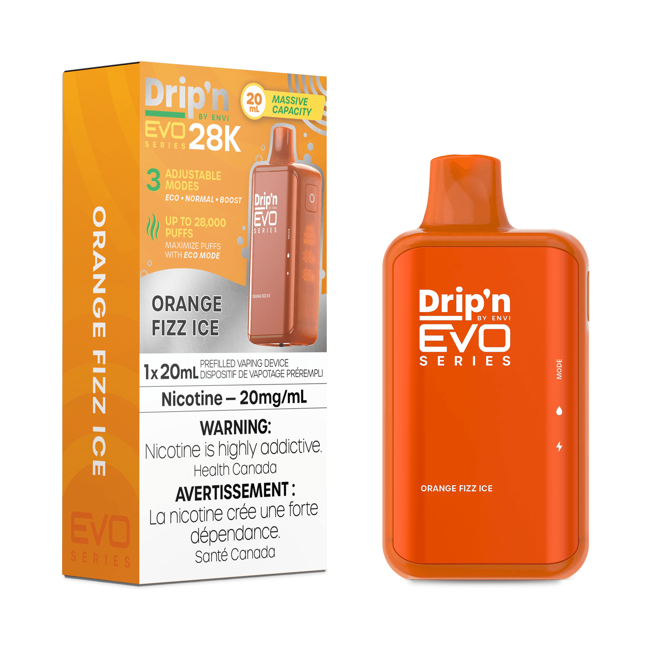 Drip'N EVO 28K Orange Sparkle Ice Disposable Vape, 20mL - Vapor Shoppe Drip'N EVO 28K Orange Sparkle Ice Disposable Vape, 20mL - Vapor Shoppe