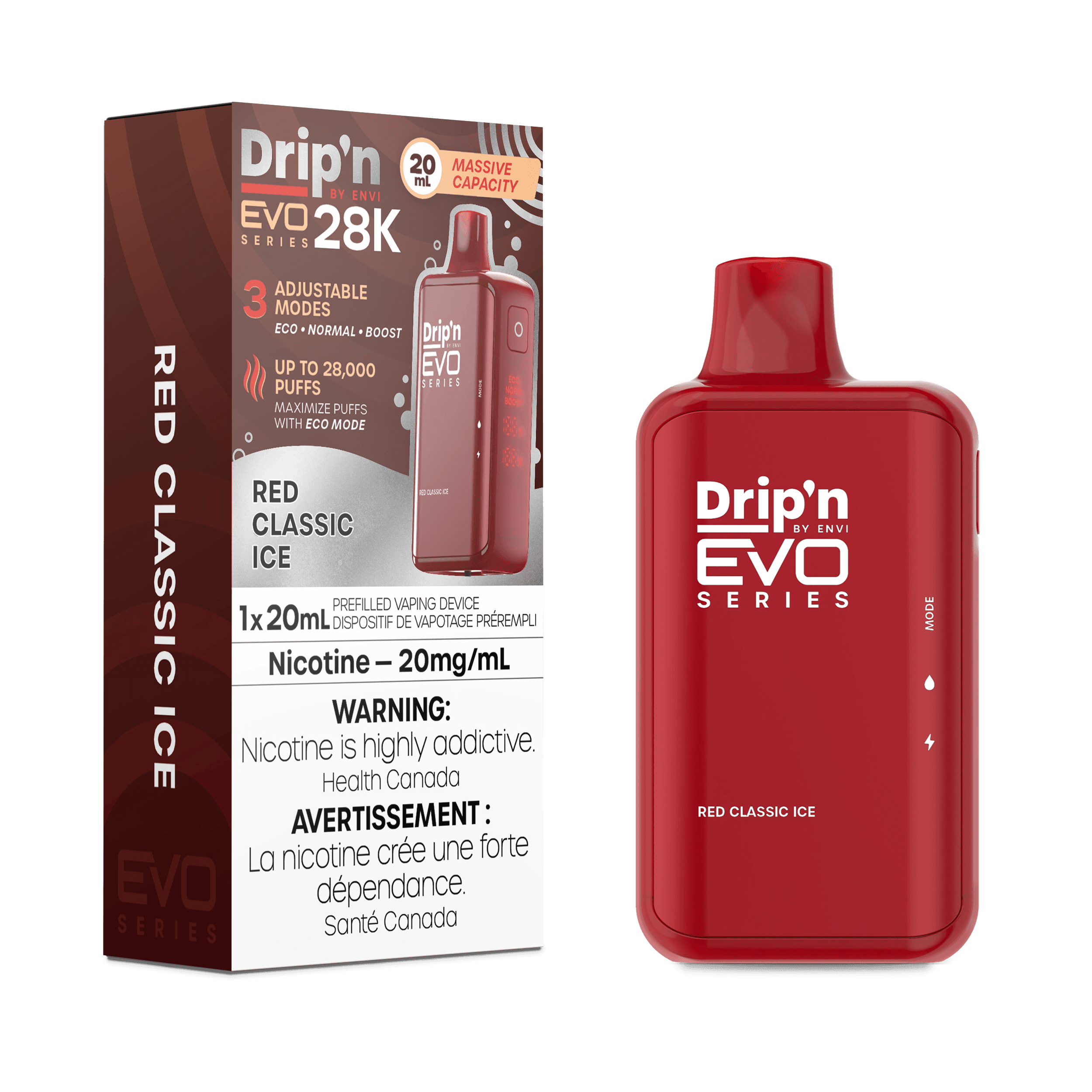 Drip'N EVO 28K Classique Rouge Glac Vapoteuse Jetable, 20 ml Vapor Shoppe Drip'N EVO 28K Classique Rouge Glac Vapoteuse Jetable, 20 ml Vapor Shoppe