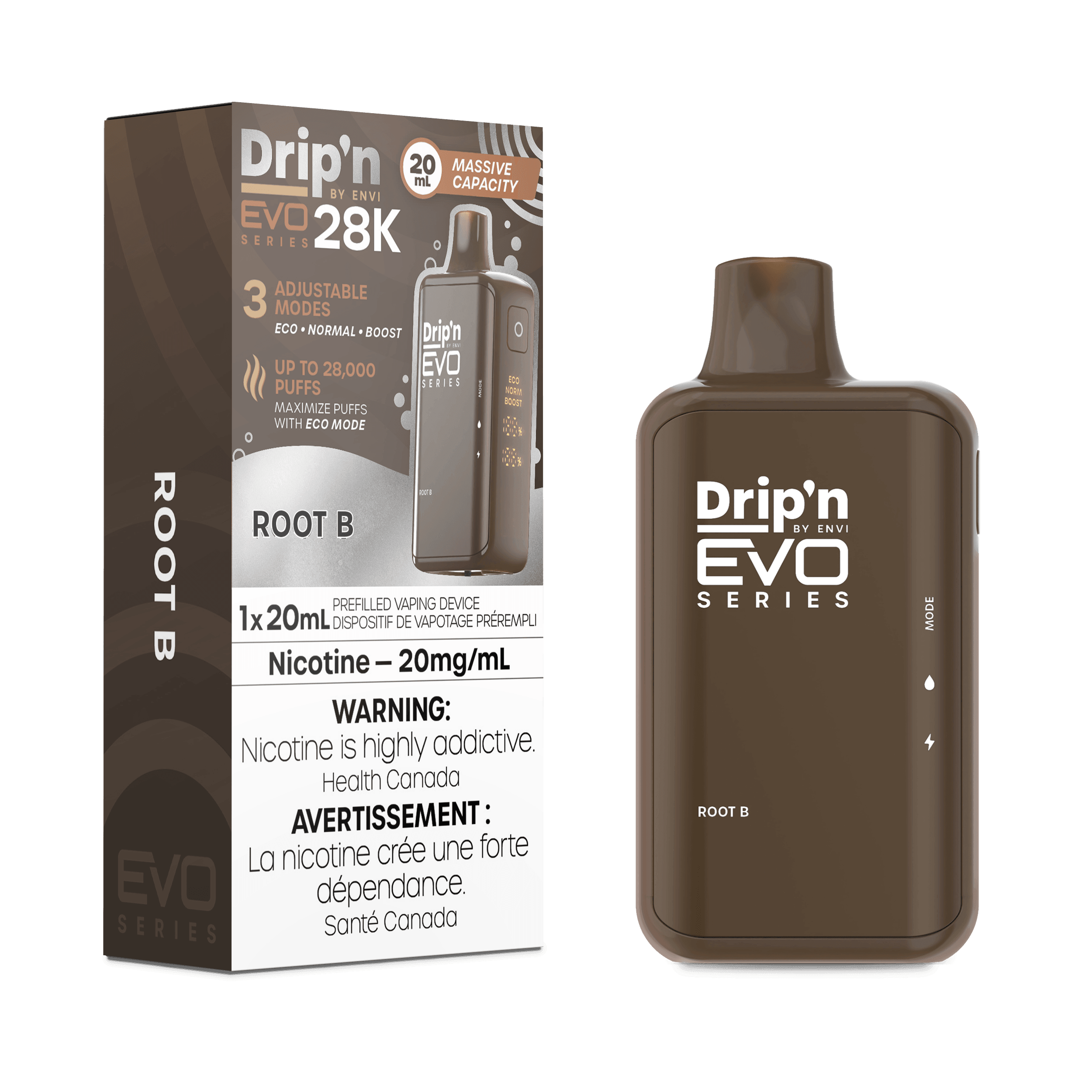 Drip'N EVO 28K Root B Disposable Vape, 20mL - Vapor Shoppe Drip'N EVO 28K Root B Disposable Vape, 20mL - Vapor Shoppe