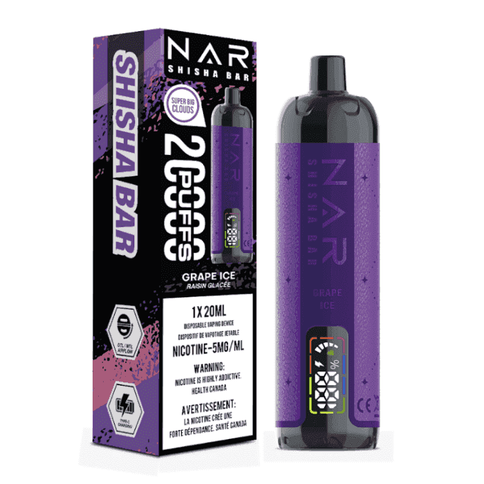 NAR Shisha Bar 20K Grape Ice Disposable Vape, 20mL - Vapor Shoppe NAR Shisha Bar 20K Grape Ice Disposable Vape, 20mL - Vapor Shoppe