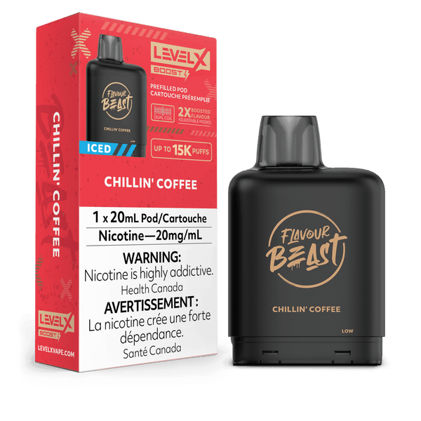 Level X Boost G2 25K Flavour Beast Chillin' Coffee Iced Vape Pod, 20mL - Vapor Shoppe Level X Boost G2 25K Flavour Beast Chillin' Coffee Iced Vape Pod, 20mL - Vapor Shoppe