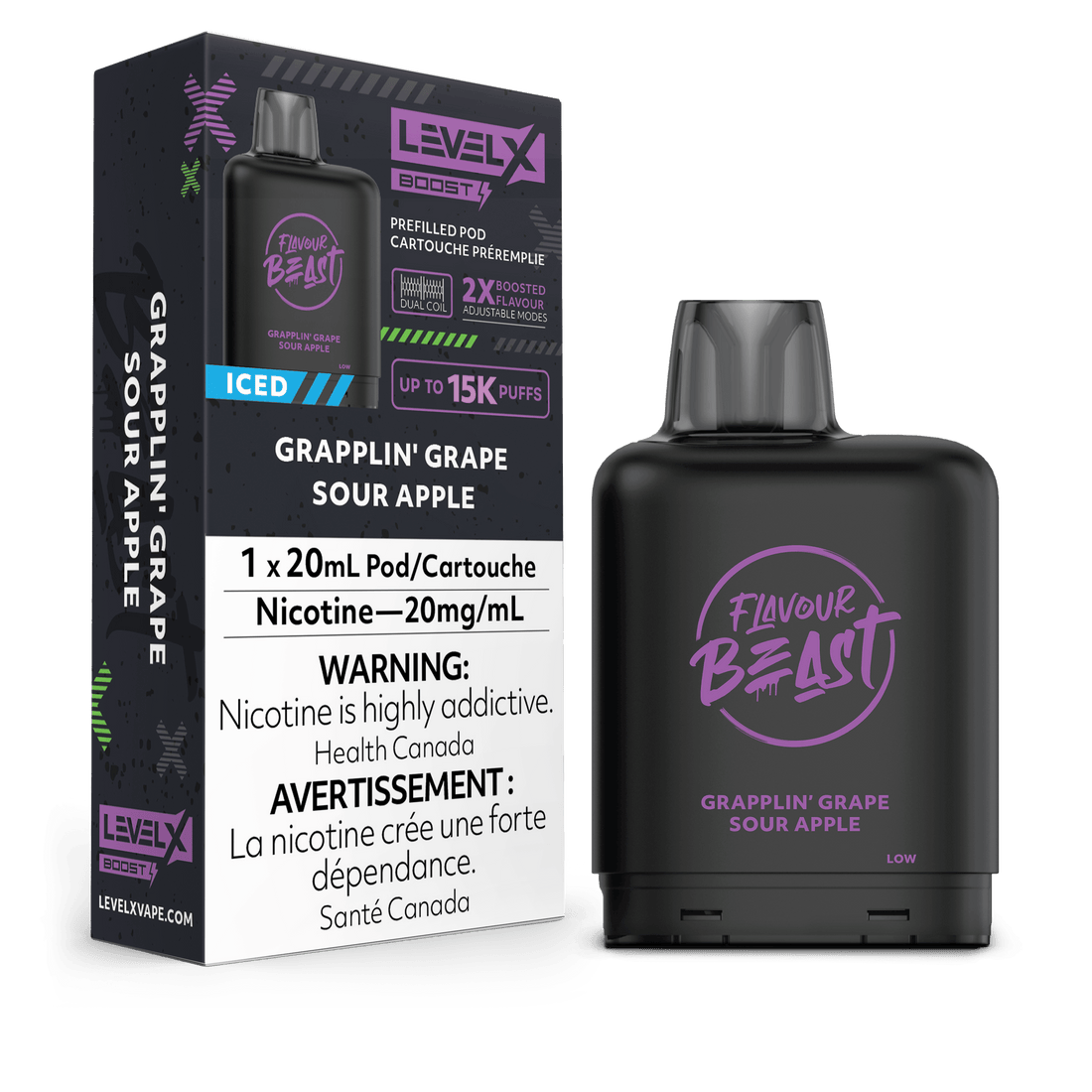 Level X Boost Flavour Beast - Grapplin' Grape Sour Apple Iced - Vapor Shoppe