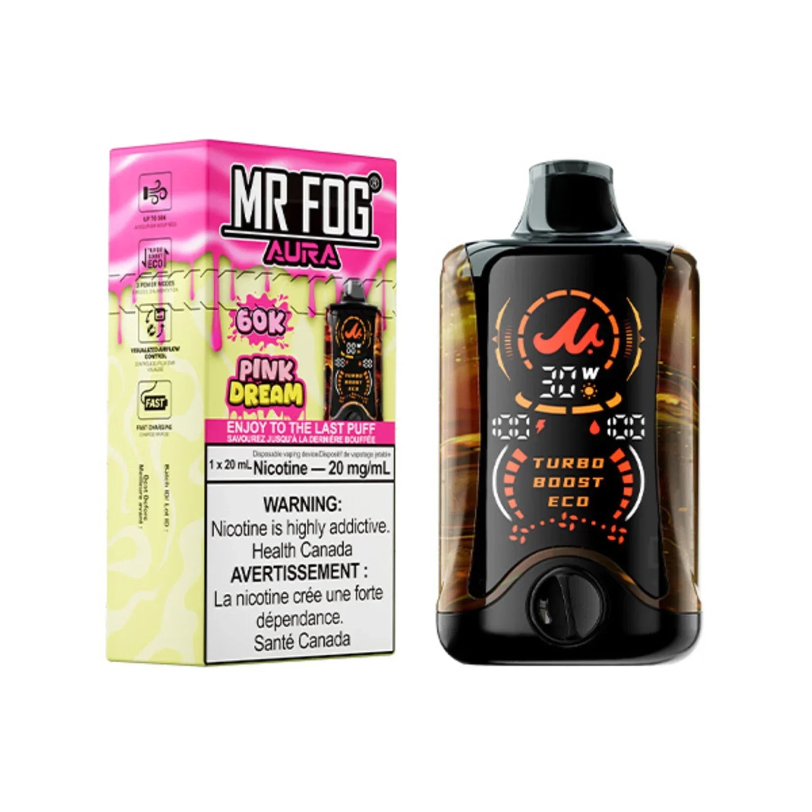 Mr Fog AURA 60K Zero Nic Pink Dream Disposable Vape, 20mL - Vapor Shoppe Mr Fog AURA 60K Zero Nic Pink Dream Disposable Vape, 20mL - Vapor Shoppe