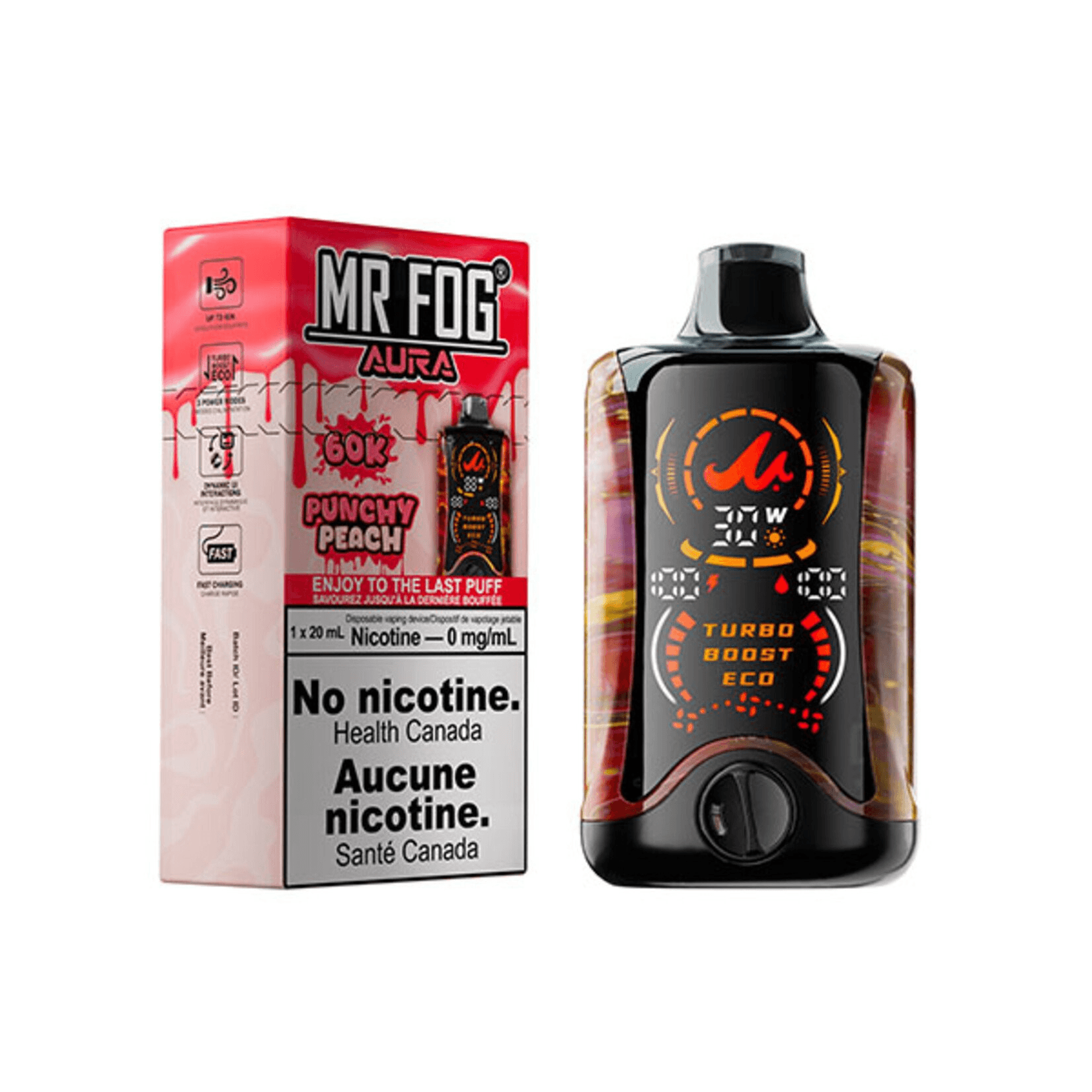 Mr Fog AURA 60K Zero Nic Punchy Peach Disposable Vape, 20mL - Vapor Shoppe Mr Fog AURA 60K Zero Nic Punchy Peach Disposable Vape, 20mL - Vapor Shoppe
