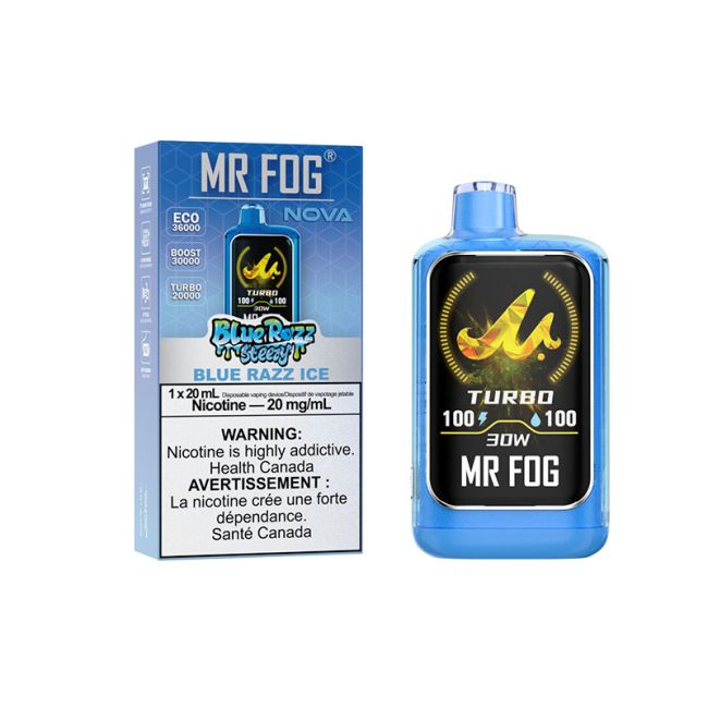 Mr. Fog Nova 36K Steezy Blue Razz Ice Disposable Vape, 20mL