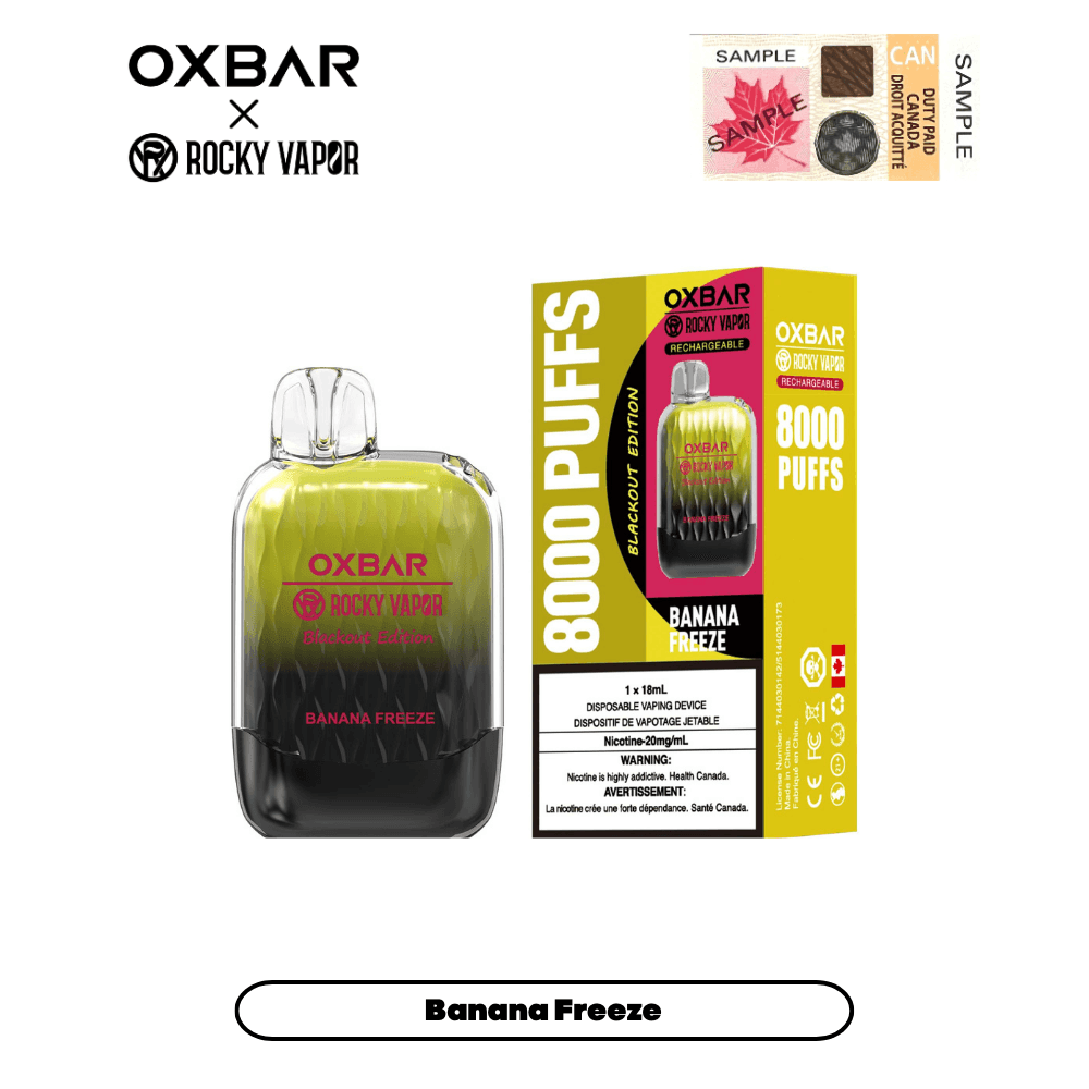 OxBar G8000 Banana Freeze Disposable Vape, 18mL - Vapor Shoppe OxBar G8000 Banana Freeze Disposable Vape, 18mL - Vapor Shoppe