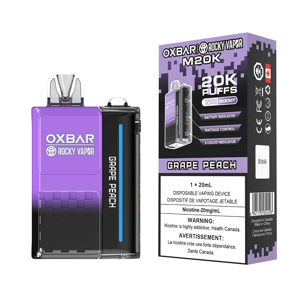 Oxbar M20K Raisin Pche Vapoteuse Jetable, 20 ml Vapor Shoppe Oxbar M20K Raisin Pche Vapoteuse Jetable, 20 ml Vapor Shoppe
