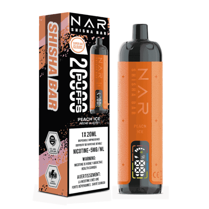 peach ice disposable vape NAR Shisha Bar 20K Peach Ice Disposable Vape, 20mL
