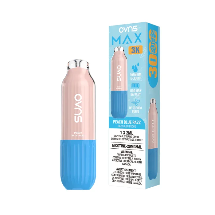 OVNS Max 3K Peach Blue Razz Disposable Vape, 2mL - Vapor Shoppe OVNS Max 3K Peach Blue Razz Disposable Vape, 2mL - Vapor Shoppe