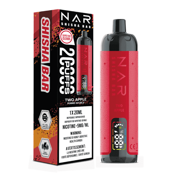 Bar chicha NAR 20K Deux pommes Vapoteuse Jetable, 20 ml Vapor Shoppe Bar chicha NAR 20K Deux pommes Vapoteuse Jetable, 20 ml Vapor Shoppe