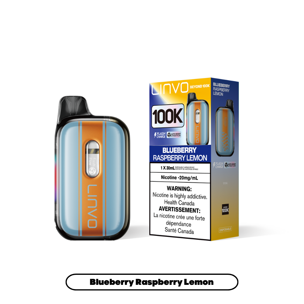 LINVO Beyond 100K Blue Raspberry Lemon Disposable Vape, 30mL - Vapor Shoppe LINVO Beyond 100K Blue Raspberry Lemon Disposable Vape, 30mL - Vapor Shoppe