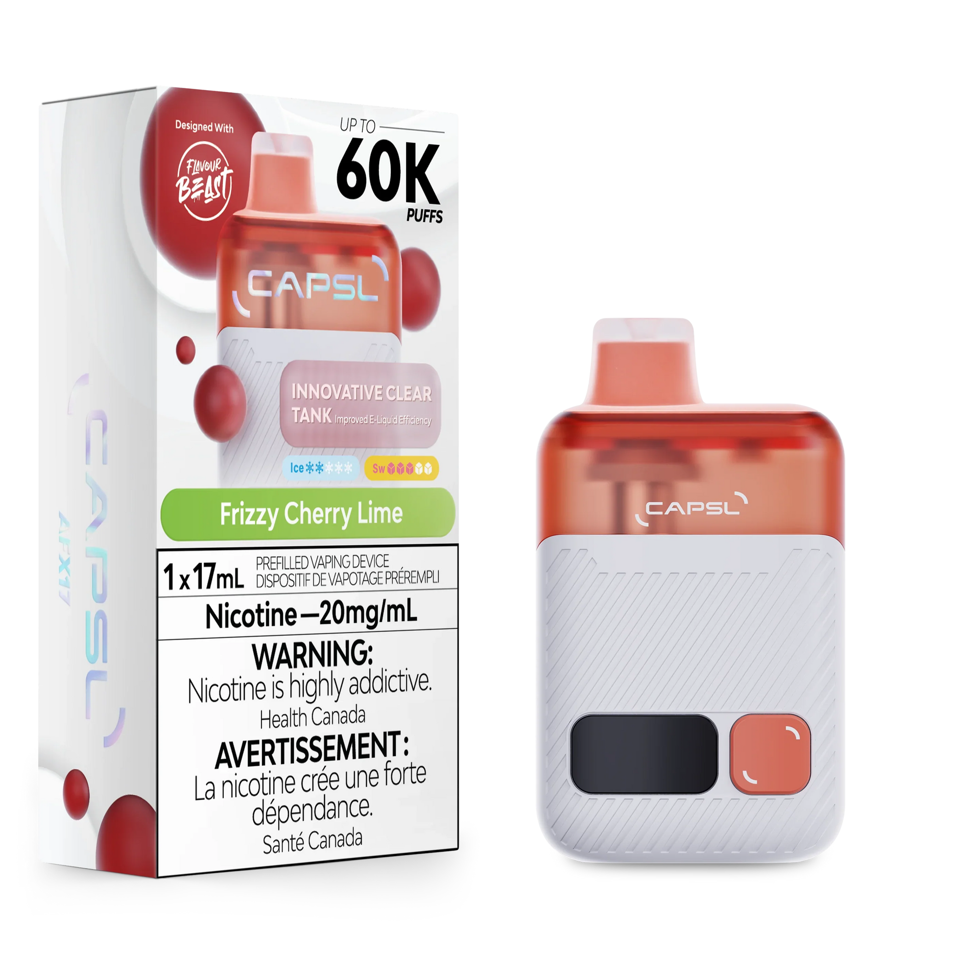 cherry limeade disposable vape CAPSL 60K Frizzy Cherry Lime Disposable Vape, 17mL