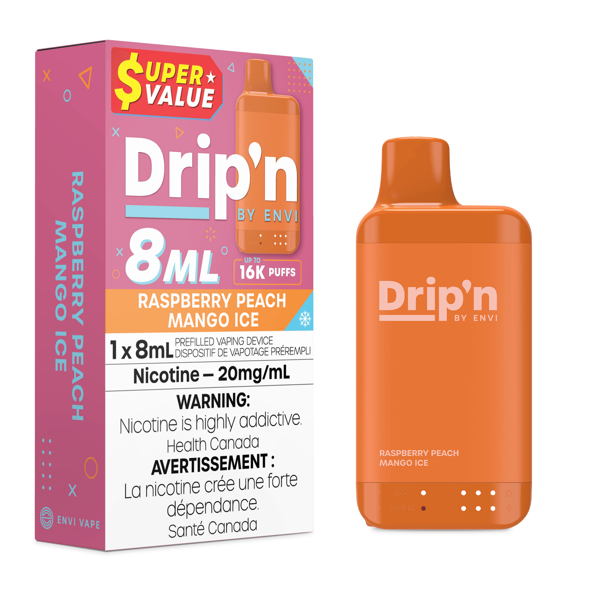 Drip'n 8mL - Raspberry Peach Mango Ice - Vapor Shoppe