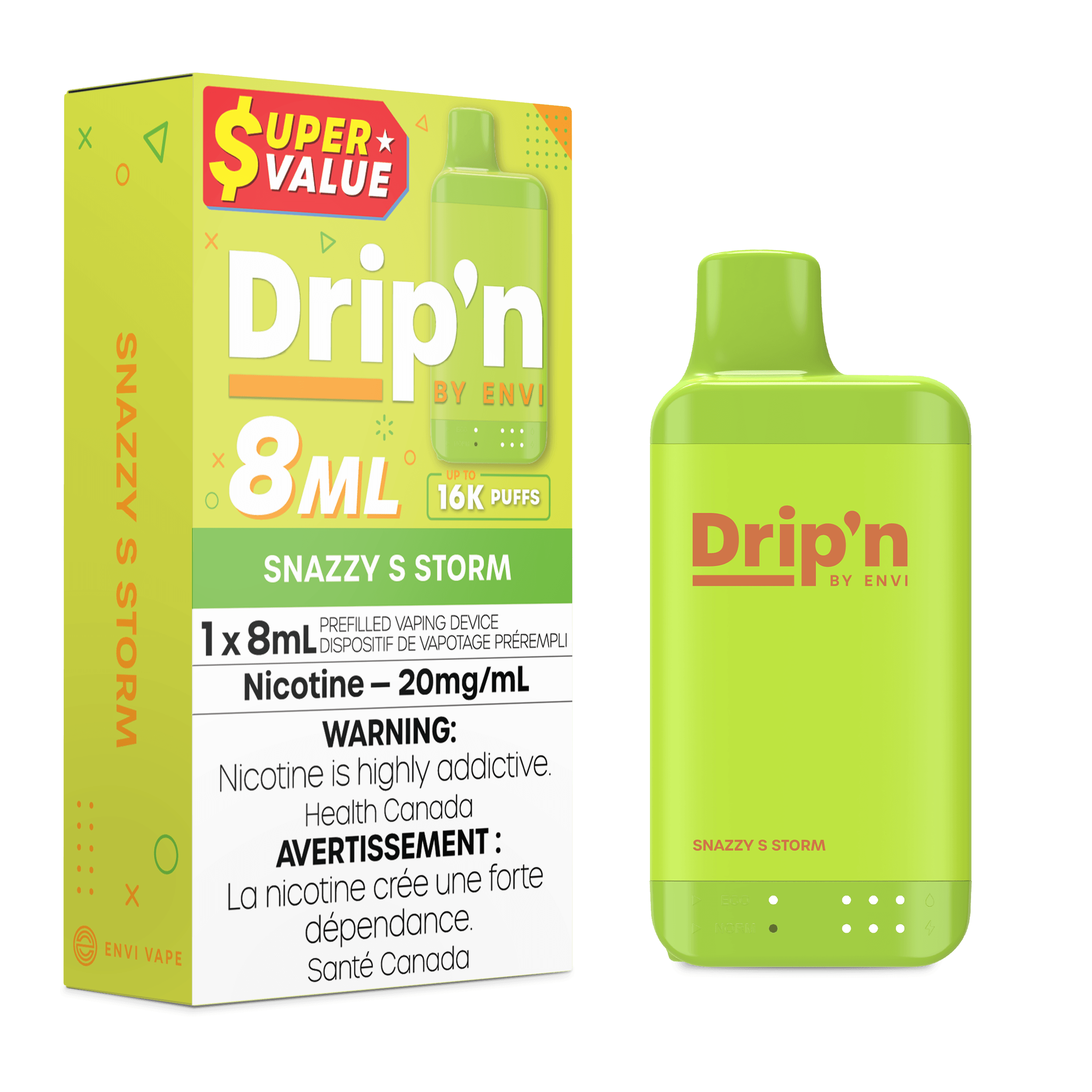 Drip'n 8 ml Vapoteuse Jetable, 16000 Bouffes Vapor Shoppe Drip'n 8 ml Vapoteuse Jetable, 16000 Bouffes Vapor Shoppe