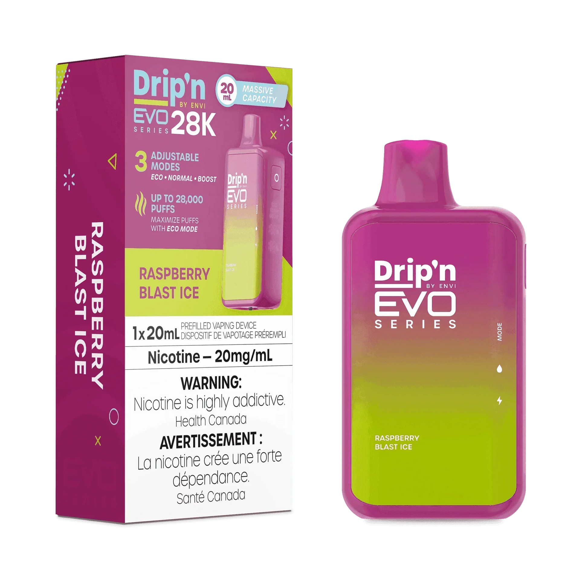 Drip'N EVO 28K Raspberry Blast lce Disposable Vape, 20mL - Vapor Shoppe Drip'N EVO 28K Raspberry Blast lce Disposable Vape, 20mL - Vapor Shoppe