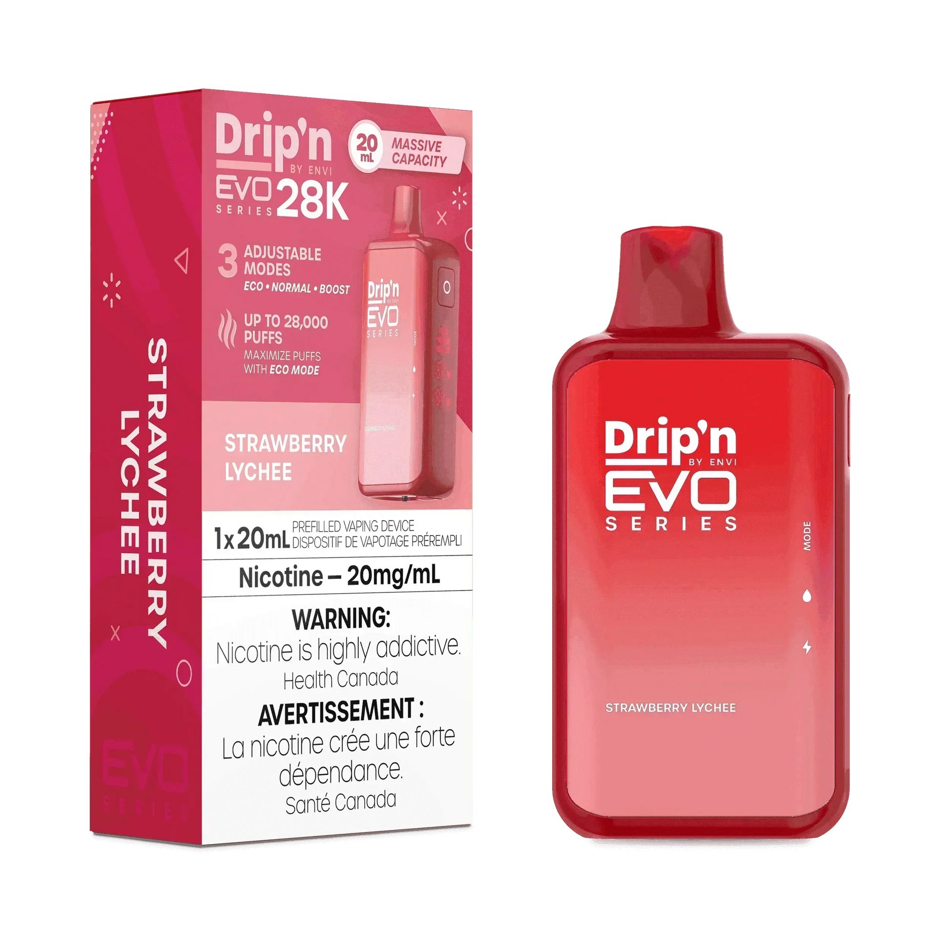 Drip'N EVO 28K Strawberry Lychee Disposable Vape, 20mL - Vapor Shoppe Drip'N EVO 28K Strawberry Lychee Disposable Vape, 20mL - Vapor Shoppe