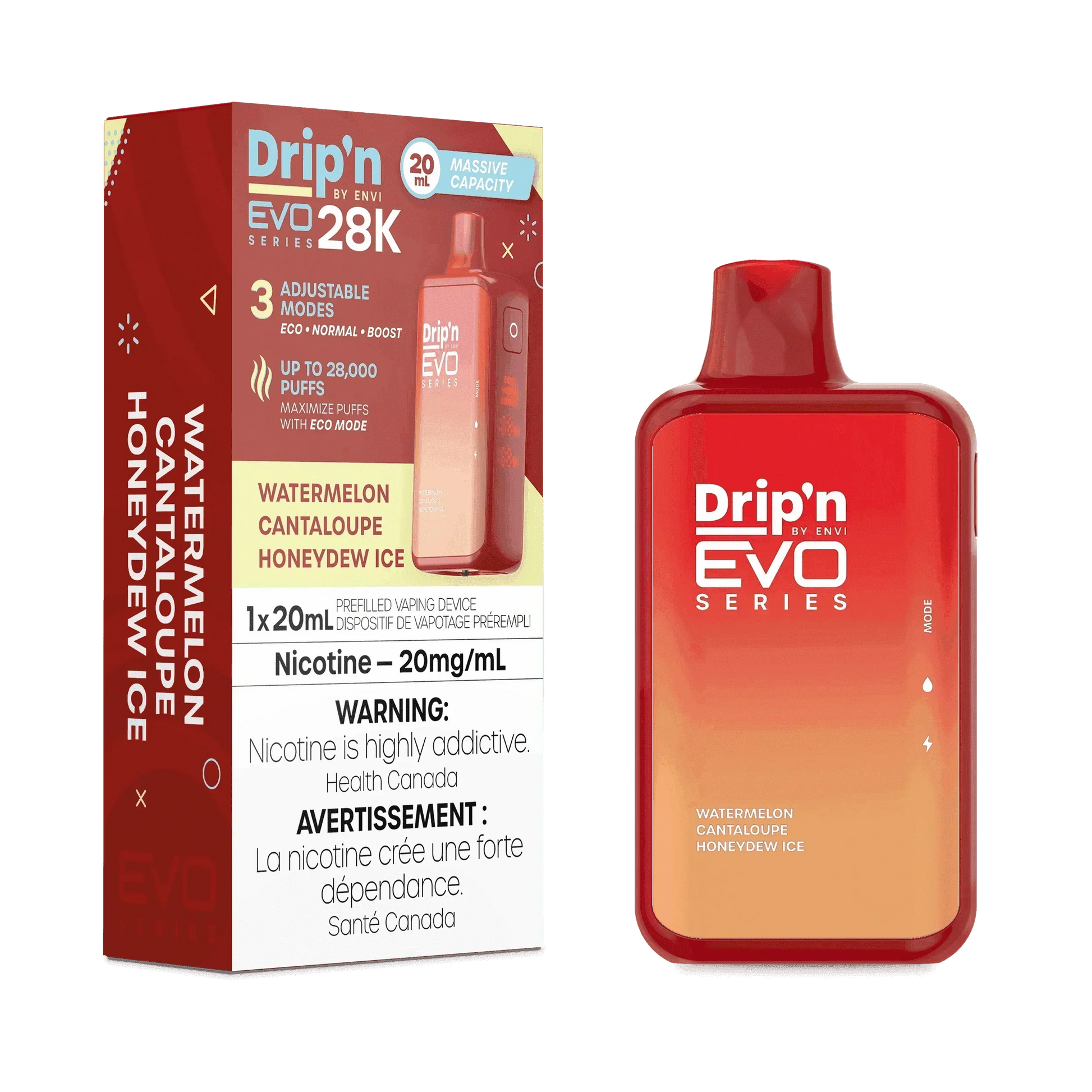 Drip'N EVO 28K Watermelon Cantaloupe Honeydew lce Disposable Vape, 20mL - Vapor Shoppe Drip'N EVO 28K Watermelon Cantaloupe Honeydew lce Disposable Vape, 20mL - Vapor Shoppe