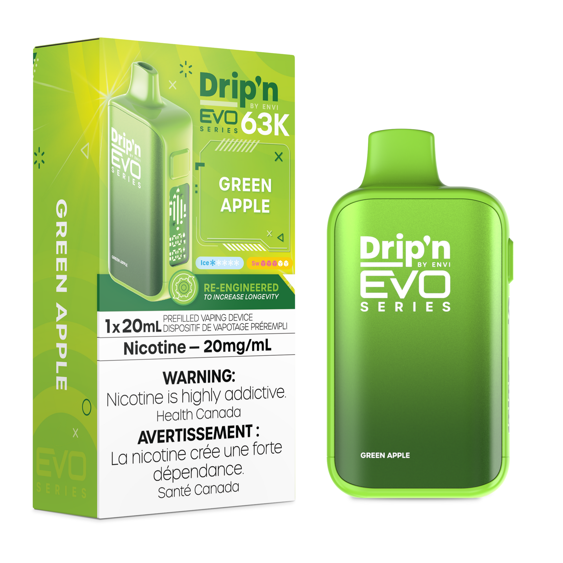 Drip'n EVO 63K Green Apple Disposable Vape, 20mL - Vapor Shoppe Drip'n EVO 63K Green Apple Disposable Vape, 20mL - Vapor Shoppe