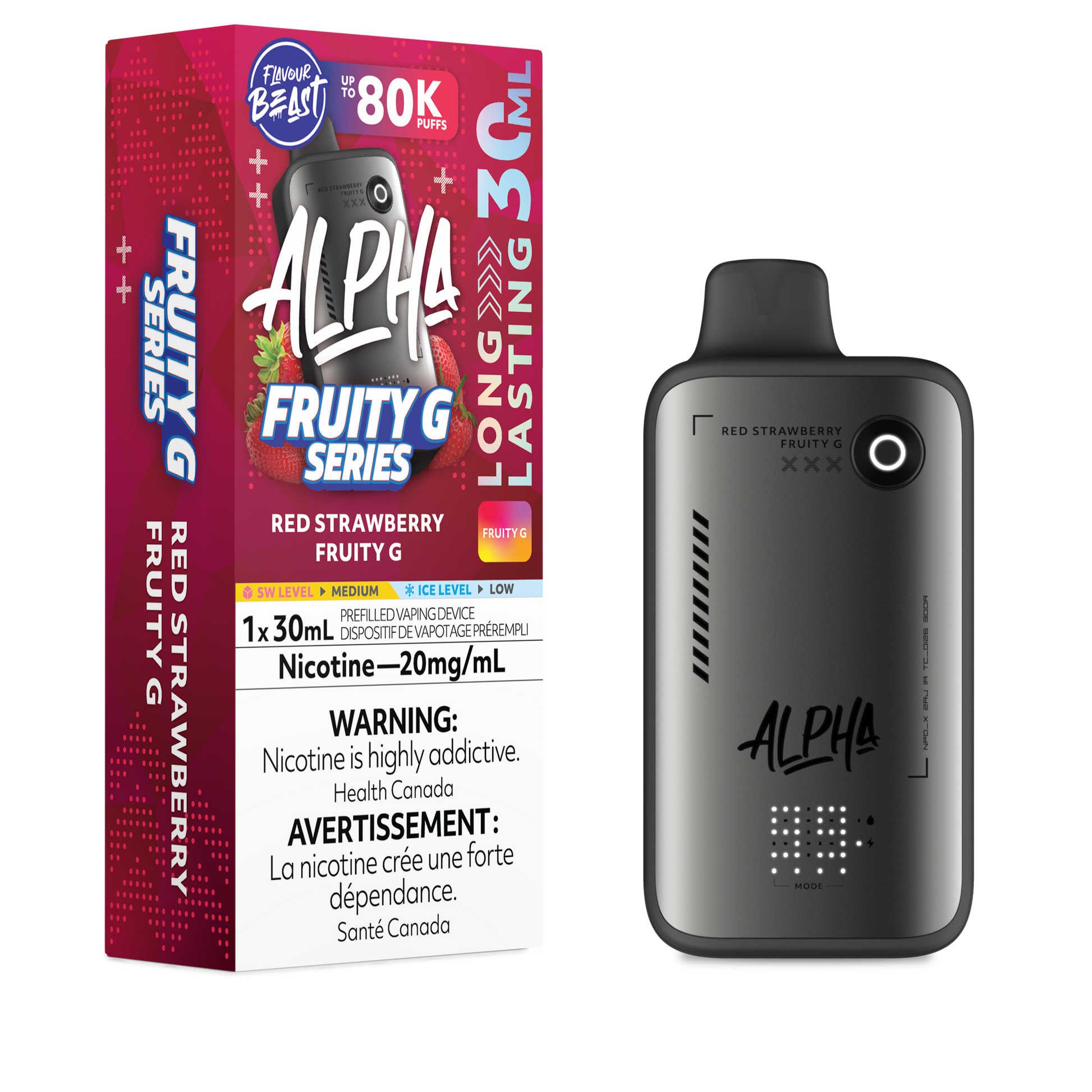 Flavour Beast Alpha 80K Fraise Rouge Fruité G Vapoteuse Jetable, 30 ml –  Vapor Shoppe