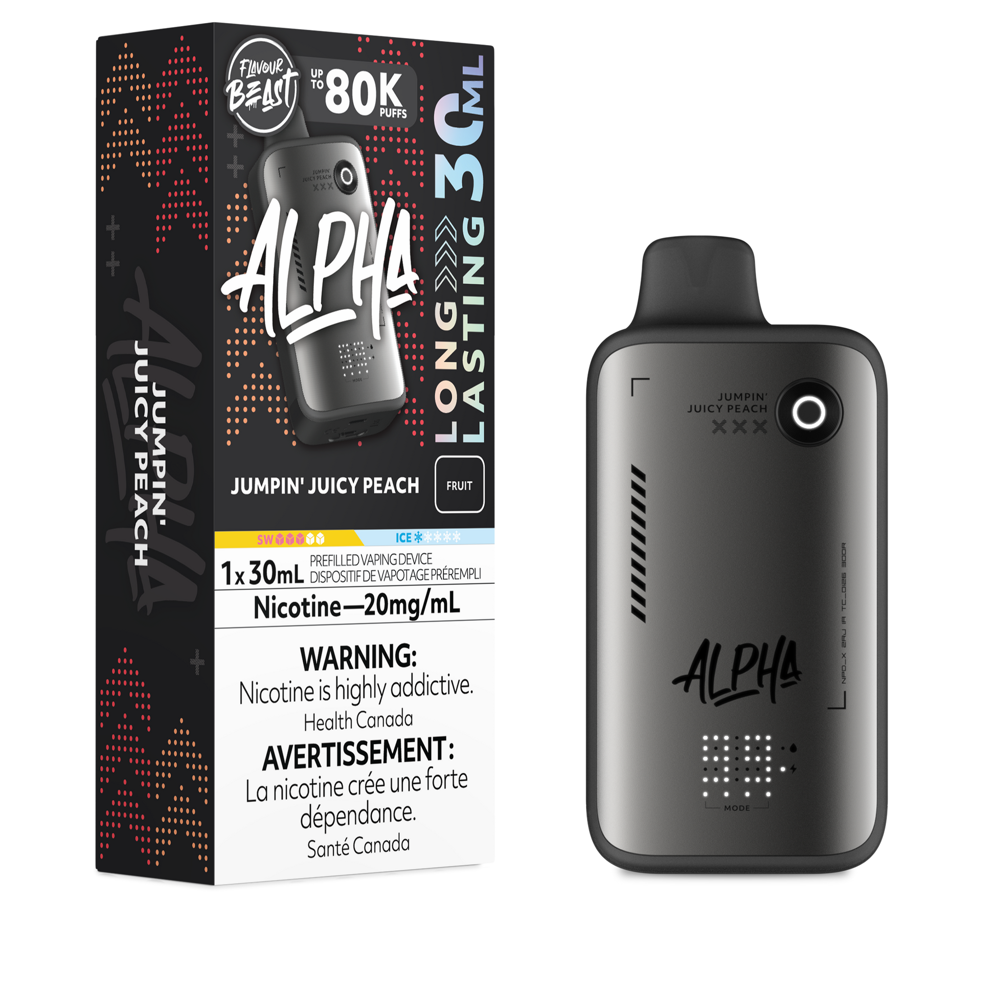 Flavour Beast Alpha 80K Jumpin' Juicy Peach Disposable Vape, 30mL - Vapor Shoppe Flavour Beast Alpha 80K Jumpin' Juicy Peach Disposable Vape, 30mL - Vapor Shoppe