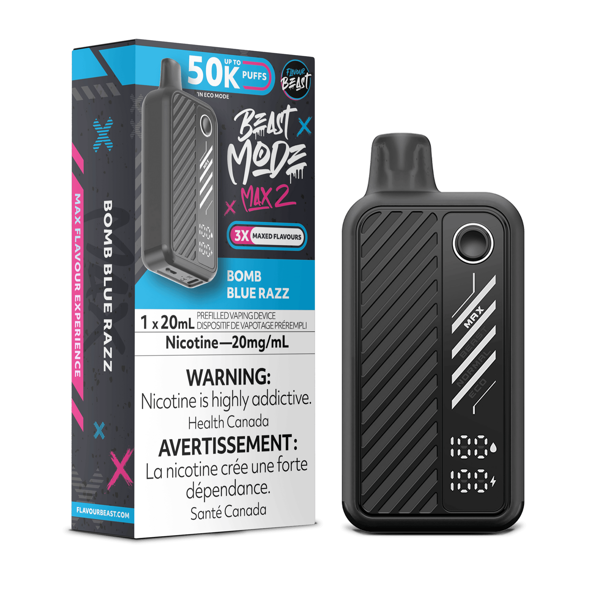 Flavour Beast Beastmode MAX 2 Bomb Blue Razz Disposable Vape, 20mL - Vapor Shoppe Flavour Beast Beastmode MAX 2 Bomb Blue Razz Disposable Vape, 20mL - Vapor Shoppe